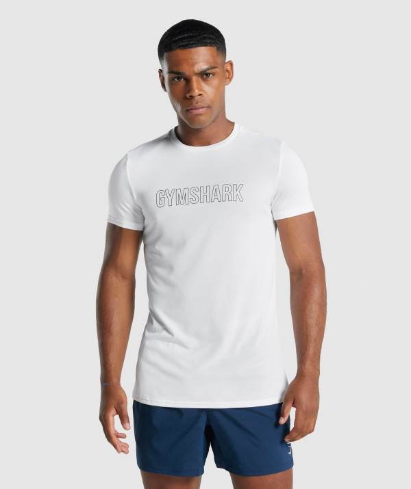 Panske Tricka Gymshark Arrival Graphic Biele | AB2943516
